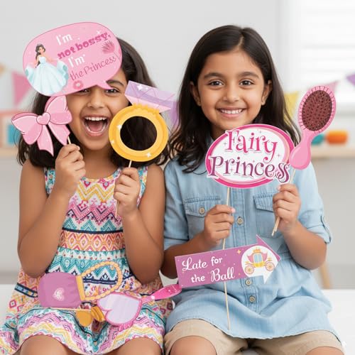 Image of Party Propz Princess Theme Birthday Decoration Items- 17 Pcs, Princess Decoration Set Combo, Birthday Props for Kids, Princesses Party Supplies for Girls,Photobooth Props Fun