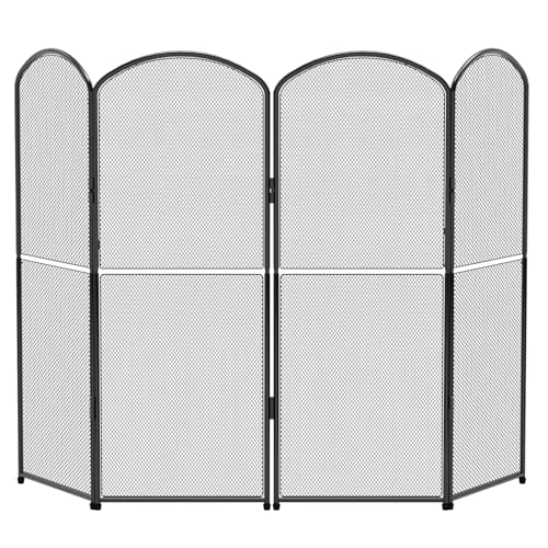 OYEAL Fireplace Screen Stand Black 4 Panel Fireplace Cover Metal Fire Spark Guard Cover Foldable Decorative Fireplace Screen for Home Indoor Fireplace, Black (47.8" W x 31" H) - Image 9