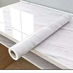 Papel de Parede Adesivo Mármore Branco 3m x 60cm – Vinílico Autocolante para Paredes e Móveis, Fácil Aplicação e Limpeza