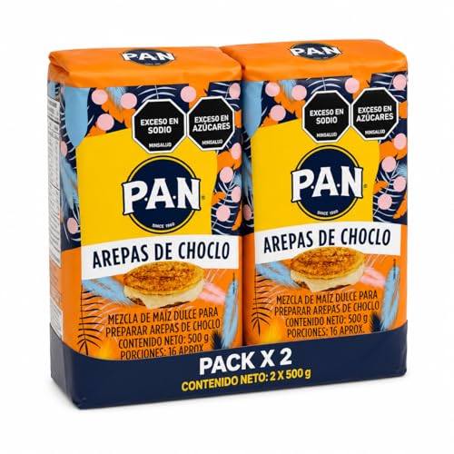 HARINA PAN - PARA AREPAS DE CHOCLO - MEZCLA DE MAIZ DULCE PARA PREPARAR AREPAS DE CHOCLO - PACK DE 2-500 GRAMOS CADA UNO