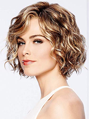 Wigs for White Women Short Brown mixed Blonde Bob Hair Wigs Natural Synthetic Full Wigs for Daily Party Costume (Brown mixed Blonde) DX027