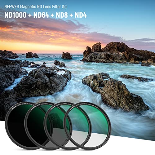 NEEWER 52mm Magnetic ND Lens Filter Kit, ND4 ND8 ND64 ND1000 Filters with Magnetic Adapter Ring & Filter Pouch, HD Optical Glass with 30 Layers Nano Coatings, Scratch/Water Resistant - Image 4