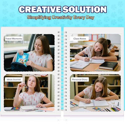 Carnet de notes d'écolier A5 à spirale et couverture rigide 3D pour fille - 6