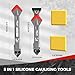 Treevian 5 in 1 Caulking Tool with 5 Silicone Pads and 4 Glass Glue Corner Scrapers, Caulk Remover Tool with Replacement Blades and Unclogging Needle, Caulking Removal Tool for Kitchen Bathroom