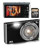 Digital Camera,Kids Camera with 32GB Card 4K 44MP Point and Shoot Camera with 16X Digital Zoom 2.4 Inch,Vlogging Camera for Students Teens Adults Girls Boys-Black3