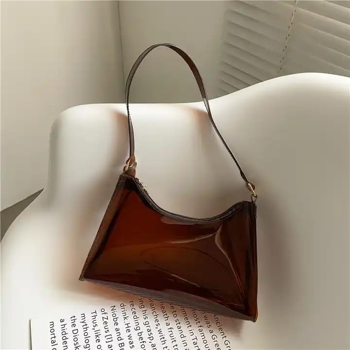 Clear Jelly Shoulder Bag | PVC Clear Chic accessory for spring fashion and travel, caramel