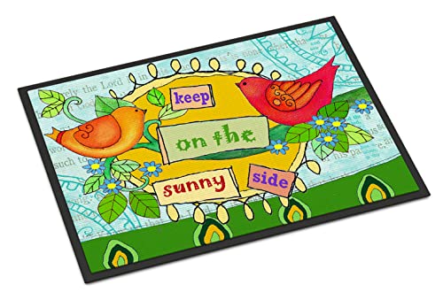 Caroline's Treasures PJC1100MAT Keep on The Sunny Side Doormat 18x27 Front Door Mat Indoor Outdoor Rugs for Entryway, Non Slip Washable Low Pile, 18H X 27W