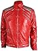 MJ beat it Michael Jackson Leather Jacket RED 100% Real Leather XS-3XL