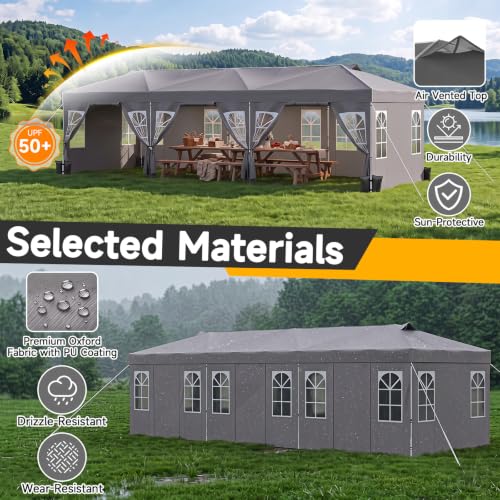 Image of Tangkula 10x30 FT Pop Up Canopy with Center Lock