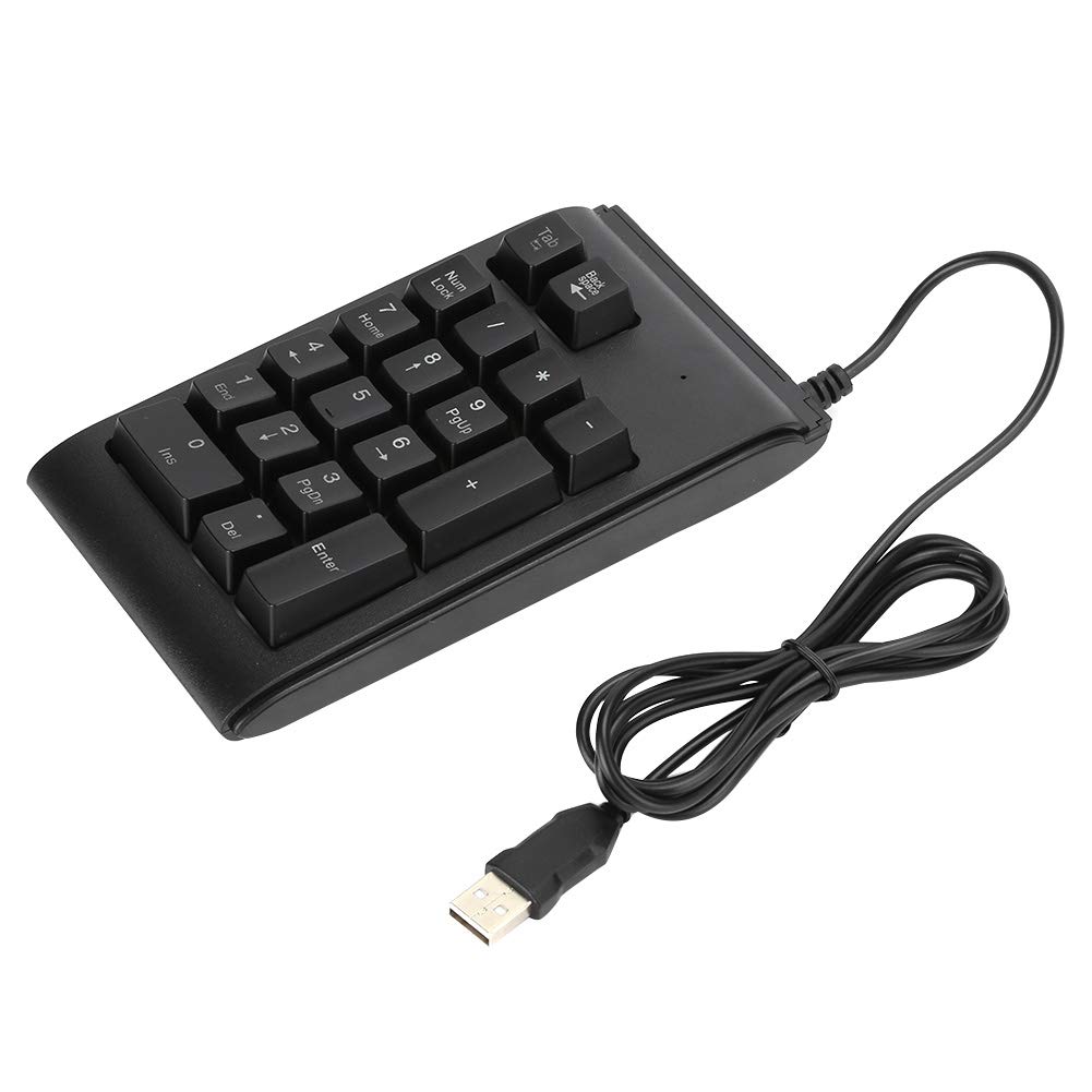 ASHATA Wired Keypad, Numeric Keypad, Tricolor Breathing Light Number Pad 19Key Waterproof USB for Office Bank Studio (Black)