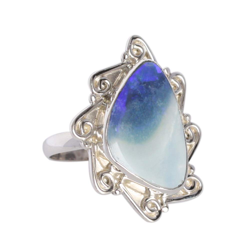 Anillo de plata de ley 925 de lujo con diseño de alta joyería Sz10 6