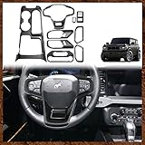 Muslogy for Ford Bronco Set of 9 Interior Modification Accessories Covers,Gear Shift Panel Trim,Inner Door Handle Bowl Cover,Steering Wheel Cover Compatible with Bronco 2021-2024(Carbon Fiber)