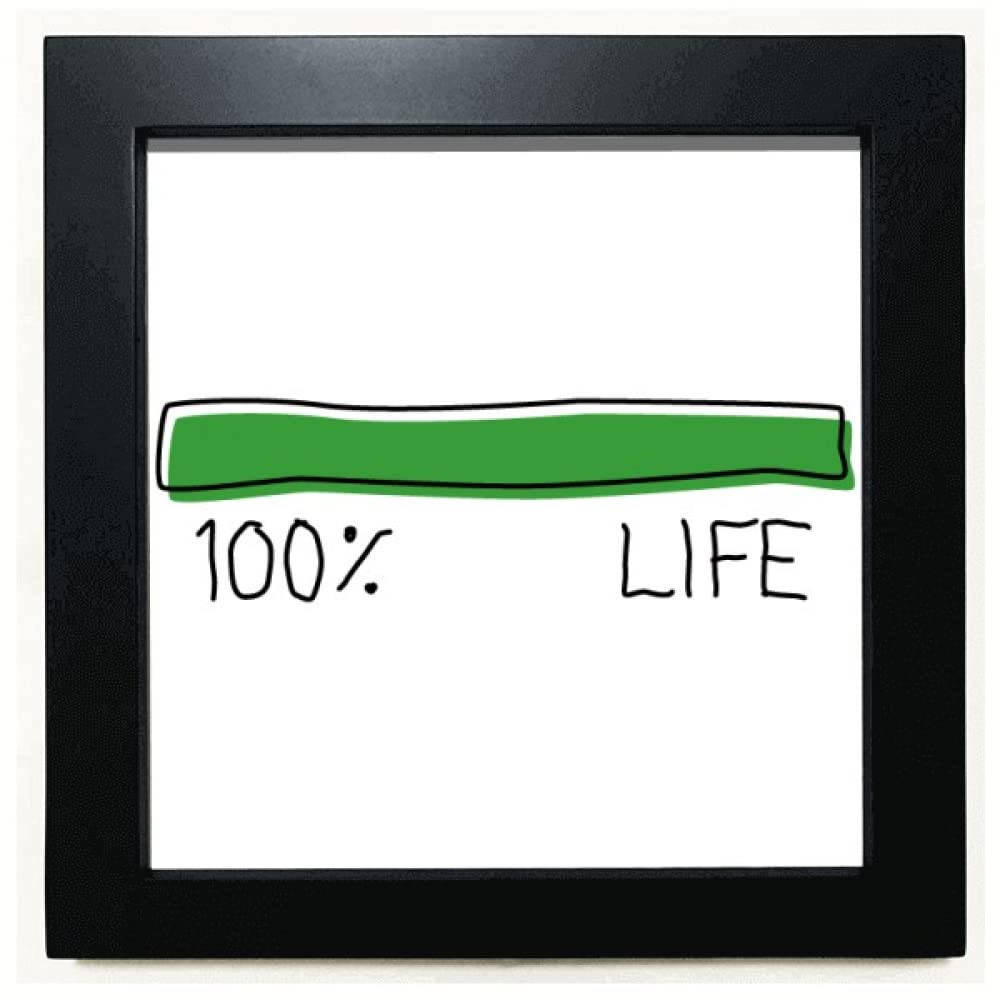 Life Energy Progress Bar One Hundred Percent Longevity Elderly Black Square Frame Picture Wall Tabletop