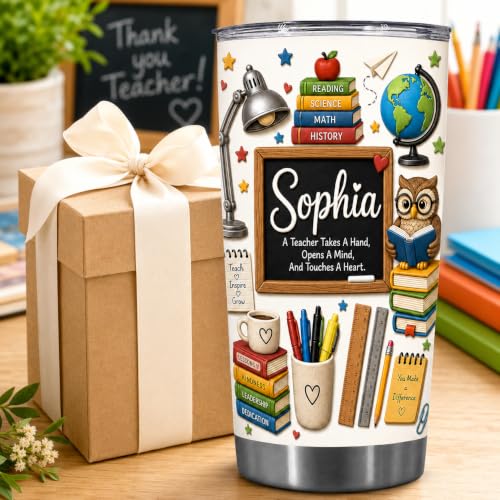 Raevaki Personalized Teacher Tumbler - Gifts For Teachers - Custom 2D Flat Back To School Cup T18 - Classroom Tumbler - Teacher's Day, Graduation, Birthday Gifts For Teachers, Educator - Image 4