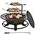 Hykolity 41" Large Size 2 in 1 Outdoor Fire Pit with Grill, Heavy Duty Steel Wood Burning Firepalce, Fire Bowl with Antiqued Copper Finish for Bonfire Patio Backyard