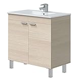 Miroytengo Mueble de Baño Atenea con Patas Armario 2 Puertas Abatibles Color Roble 80 cm (Sin Lavabo)