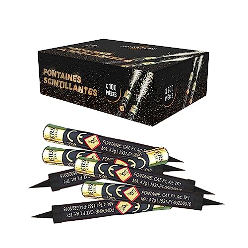 Lot de 100 Fontaines à Gateaux Scintillantes durée 60 Secondes pour Gateaux et Bouteilles de Champagne, Bougie lumineuse d'ambiance pour anniversaire 1...