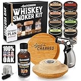 Whiskey Smoker Kit with Torch and Old Fashioned Syrup - 8 Flavors Wood Chips - Bourbon Gifts for Men, Cocktail Smoker kit - USA Oak Smoke Lid (No Butane)