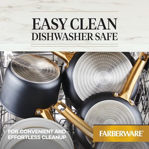 Farberware Forged Induction Ceramic Cookware Nonstick Frying Pan/Skillet, Dishwasher Safe, Suitable for All Stovetops, 12.25 Inch Fry Pan - Black and Gold - image 7