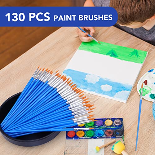 Image of AROIC Small Paint Brushes Bulk,130pcs Nylon Hair Round Detail Brushes