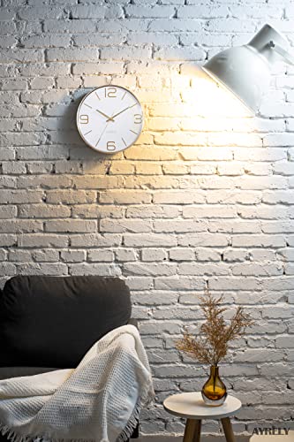 Ayrely 12" Modern Wall Clocks Battery Operated, Wall Clock For Living Room Décor,Gold Metal Frame Clock Decorative For Bedroom,Kitchen,Office #TOP5