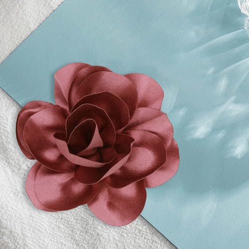 Image of Dainty Satin Fabric Flower Brooches for Women Large Rose Floral Brooch for Party Dance Wedding Banquet Elegant Camellia Fashion Brooch Pin for Women Girl 5.5inch