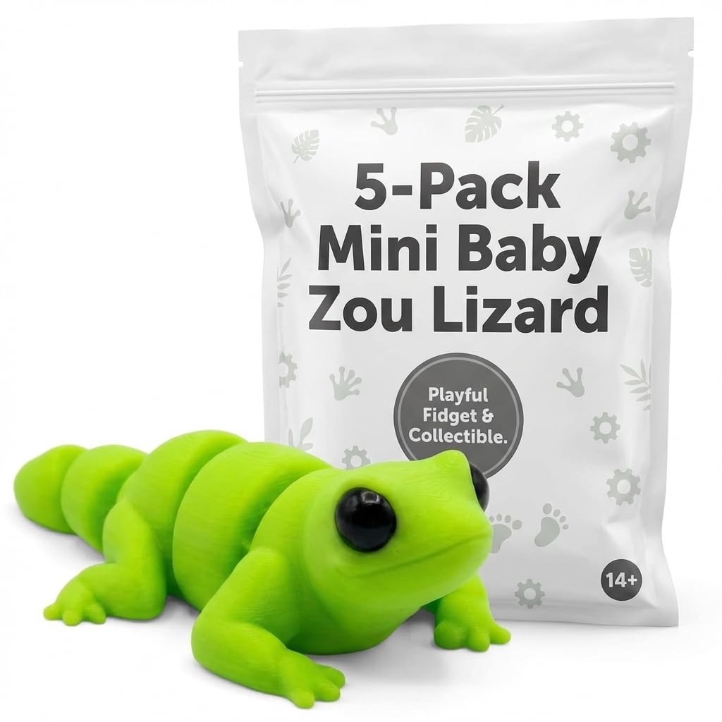 5-Pack of Mini Zou Lizard Collectible Figurines - Kawaii Reptile