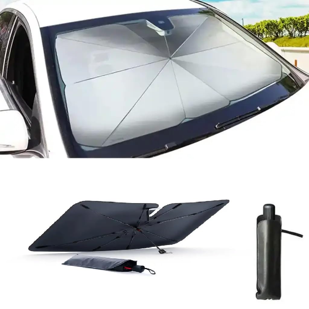 DANEEN Car Sun Shade - Foldable Front Windshield Cover with UV Protection, Heat & Sun Blocker, Universal Fit for Vans & SUVs (57 x 31 Inches)