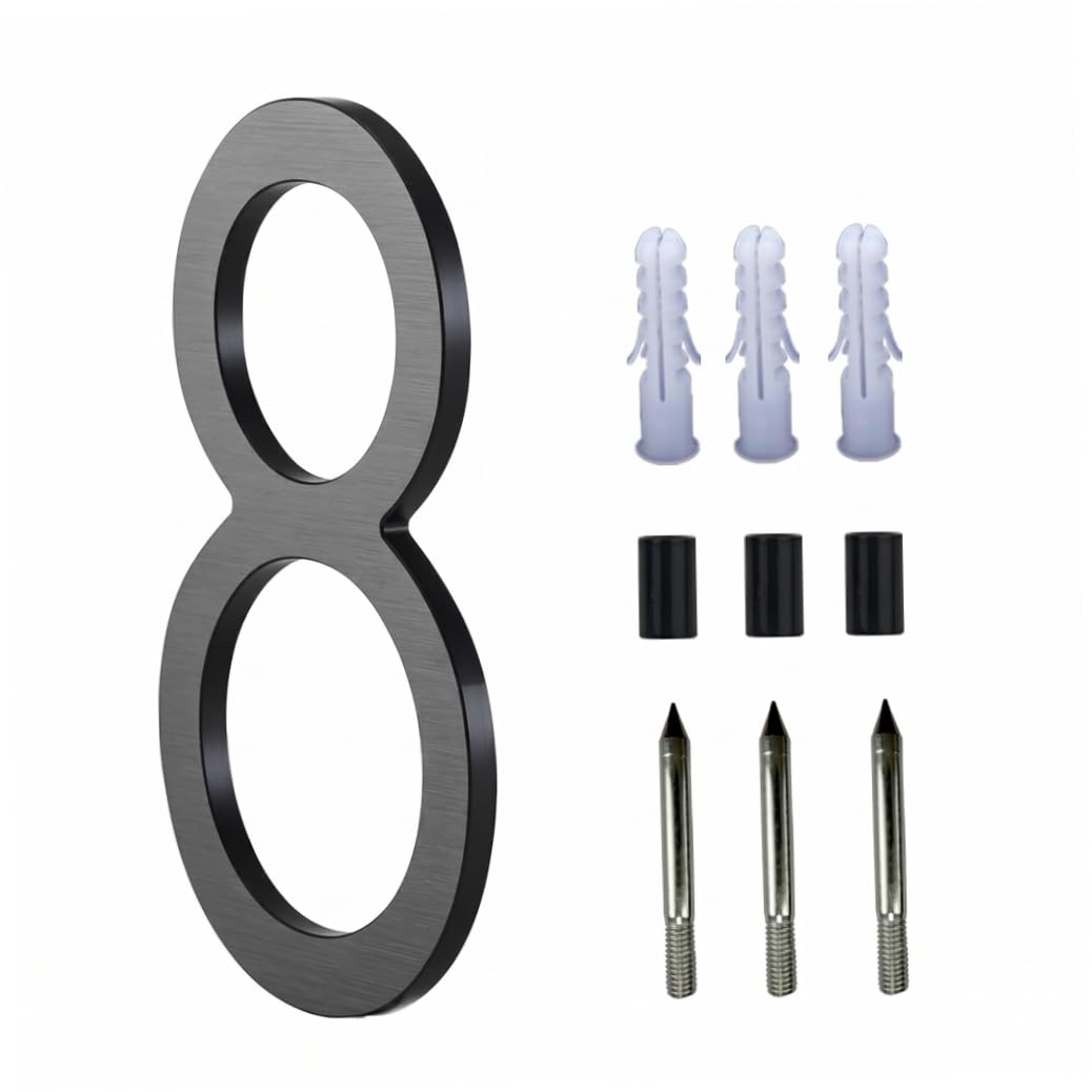 House Number Floating House Number, 5 Inch Aluminum Outdoor Numbers with Accessories Mailbox & Address, Black, 8