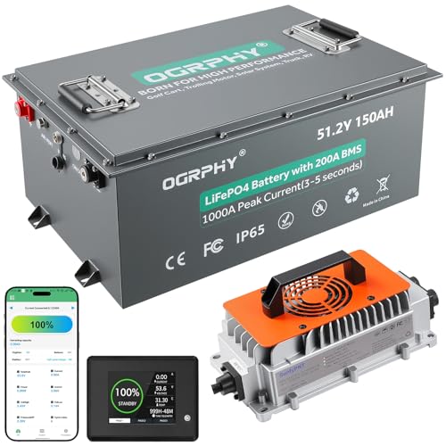 Image of OGRPHY 48V 150Ah Lithium Battery Golf Cart - LiFePO4 Conversion Kit with 200A BMS, APP & Touch Monitor, 18A Fast Charger | 70+ Mile Range | 4000+ Cycles | Fits Club Car, EZGO, Yamaha