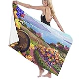 GQWJKSZ Toalla de baño Grande y Suave, Paisaje Rural con viñedos y racimos de...