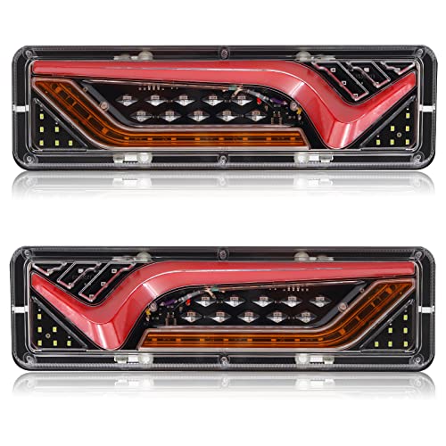 YnGia - YnGia 2PCS LED Trailer Tail Light Rear Stop Light 24V Reversing Brake Light Flowing Turn Signal Lamp for Agricultural Vehicles Truck Tractor Trailer Caravan Camper
