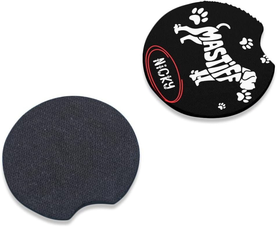 Mastiff Dog Paw Personalized Car Coasters Set for Pet Lovers Custom Name Options Universal Fit Polyester Coasters for All Vehicles Trucks SUVs Ideal Occasion Gift for Dog Owners image 4