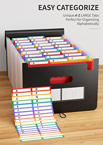 ABC life Expanding File Folder 26 Pockets/Plastic Accordion File Organiser A4 Size/Portable Expandable Filling Box/Accordian Document Coupon Bill Receipt Organiser, A-Z Alphabet Colored Tabs - Image 3