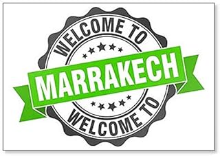 Aimant de réfrigérateur avec sceau rond Inscription Welcome to Marrakech