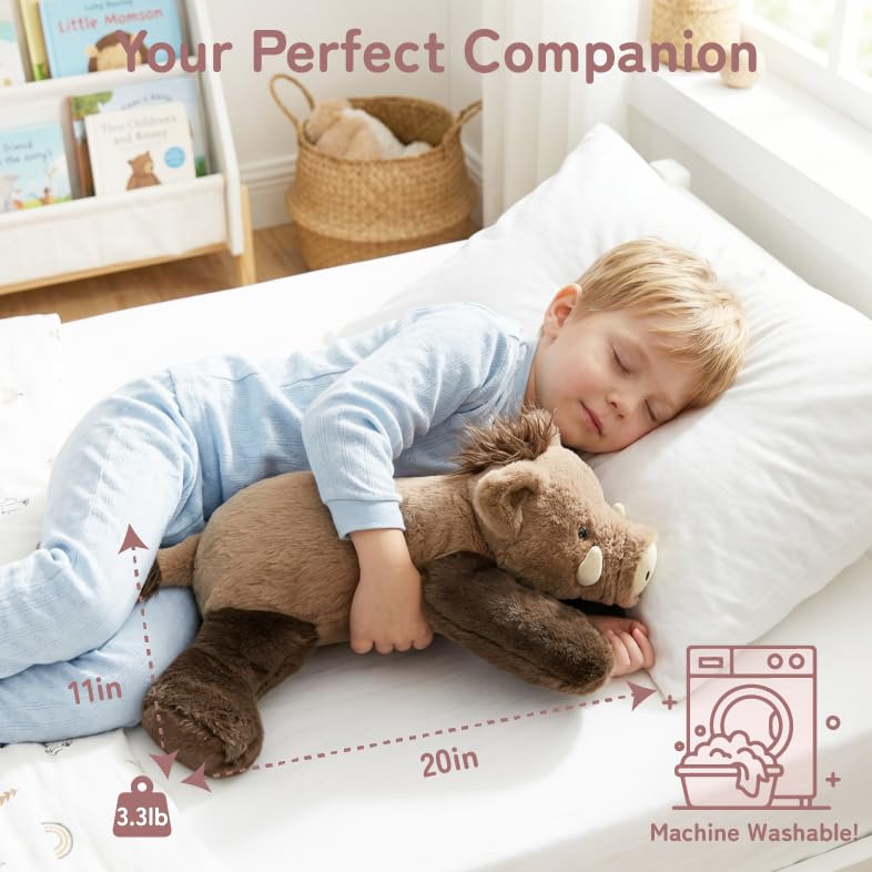 Image of Niuniu Daddy Weighted Wild Boar Stuffed Animal for Kids & Adults, 20 Inch 3.3lb Large Plush Toy with Soft Fur, Weighted Plushies Pillow for Sensory Calm, Huggable Gift for Everyday Comfort