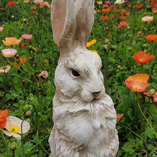Landchy Large Size Noble Sitting Rabbit Bunny Realistic Rabbit Happy Easter Bunny Magnesium Oxide Stone Sculpture Decorations For Indoor Outdoor Garden Statue 30'' High #TOP4