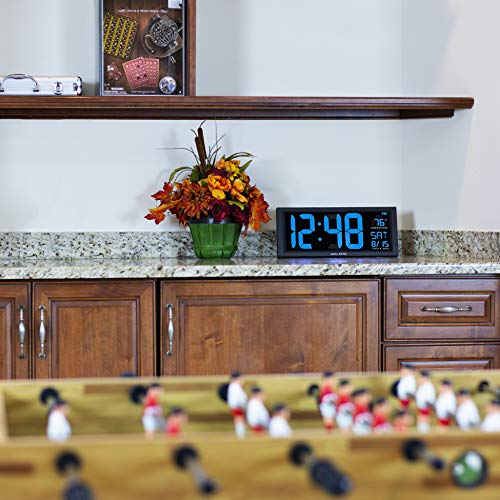 Acurite 75152M Oversized Blue Led Clock With Indoor Temperature, Date And Fold-Out Stand, 14.5-Inch #TOP3