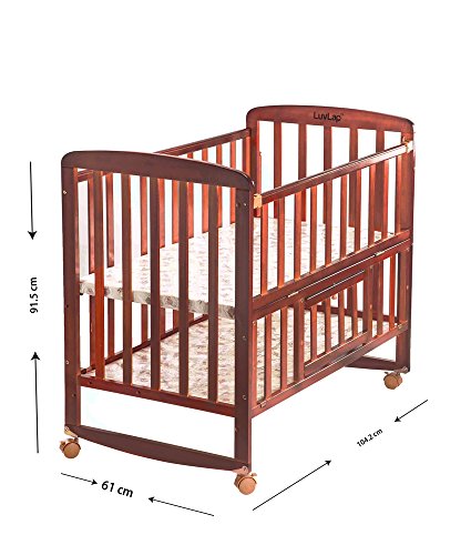 Image of LuvLap C-50 Baby Wooden Cot with Mosquito Net, EN certified Baby Furniture suitable for new born to 12 month, without mattress (Cherry Red)