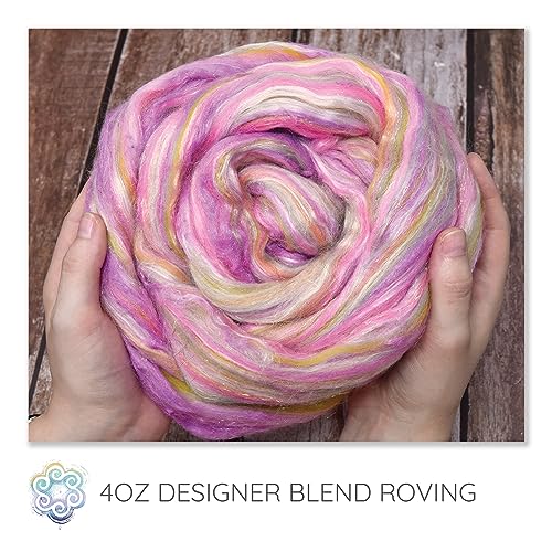Image of Combed Top Roving. Limited Edition Fiber for Spinning, Needle Felting, Wet Felting, Weaving and Crafting. Fancy, Colorful, Exotic Designer Blend, Tea Party