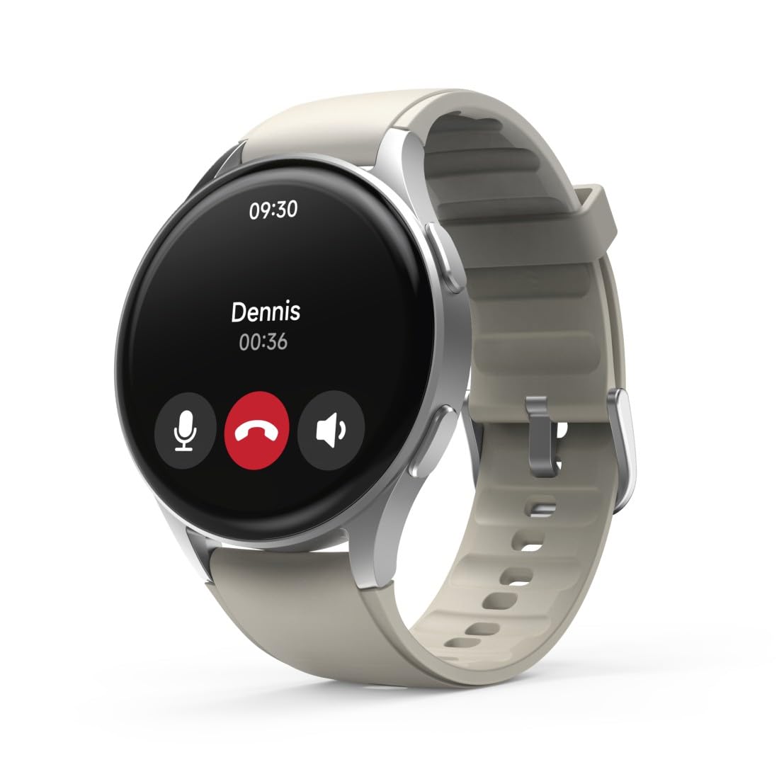 Hama Smartwatch GPS (zegarek inteligentny, smart, AMOLED 1.3, Bluetooth, wodoodporny, ładowanie magnetyczne, always-on, silikonowy pasek, srebrna koperta, 1,32", rozmowy) beżowy