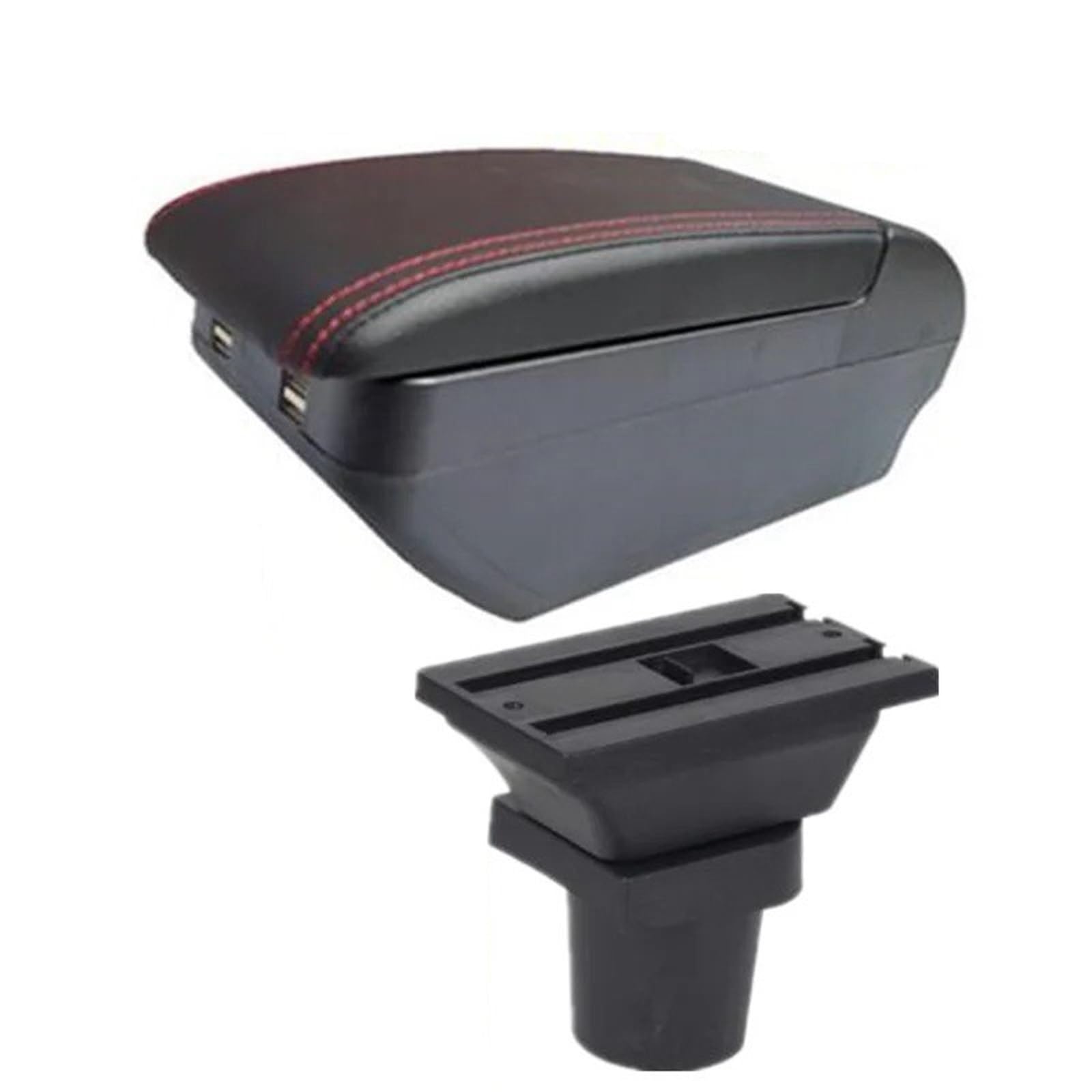Hguvsjd Armrest Box For For Focus Mk1 Armrest Center Storage Box Interior Dedicated Retrofit Accessories Car Armrests(H red line 4USB)