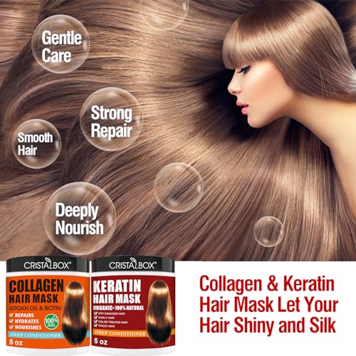 Cristalbox 121 2 Pack Collagen Hair Mask & Keratin Hair Mask,Hydrating Argan Oil Hair Repair Treatment Deep Conditioner Hair Treatment Mask thumb #5