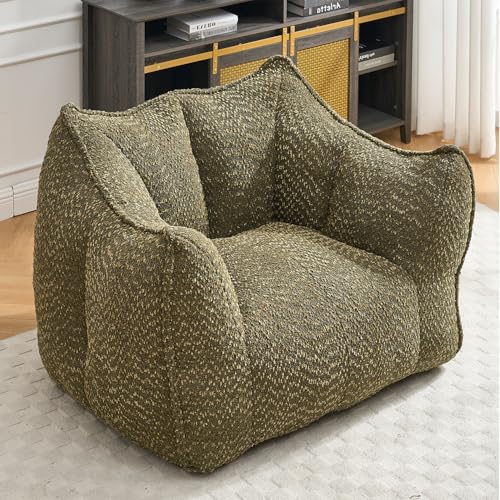 Giant Bean Bag Sofa Chairs, Oversized Bean Bag Couch, Modern Lazy Sofa Chair with Memory Foam Filled, Floor Lounge Chair for Living Room, Bedroom, Apartment (Green)