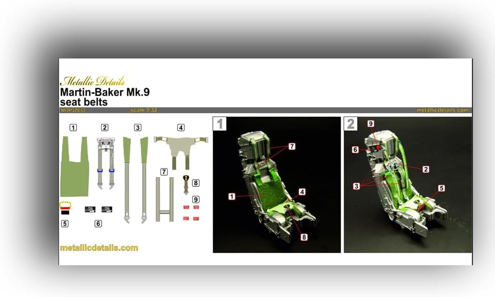 MDR3262 1/32 Mk.9 Ejection Seats 3D Printed Detail Set for 2 Seats