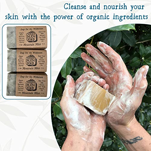 Bee The Light Simpleman Soap Bar (Mountain Mint) - Men’s Soap With Organic & Fair Trade Essential Oils - All Natural Manly Soap - Refreshing Bath Soap Bars - Handmade Man’s Shower Blocks (Pack Of 6) #TOP1