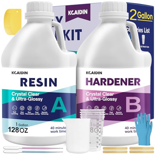Epoxy Resin 2 Gallon Crystal Clear Self-Leveling Bubbles Free Resin and Hardener Kit for Art DIY Molds Tables Tops & Countertops Easy 1:1 MixDIY Crafts