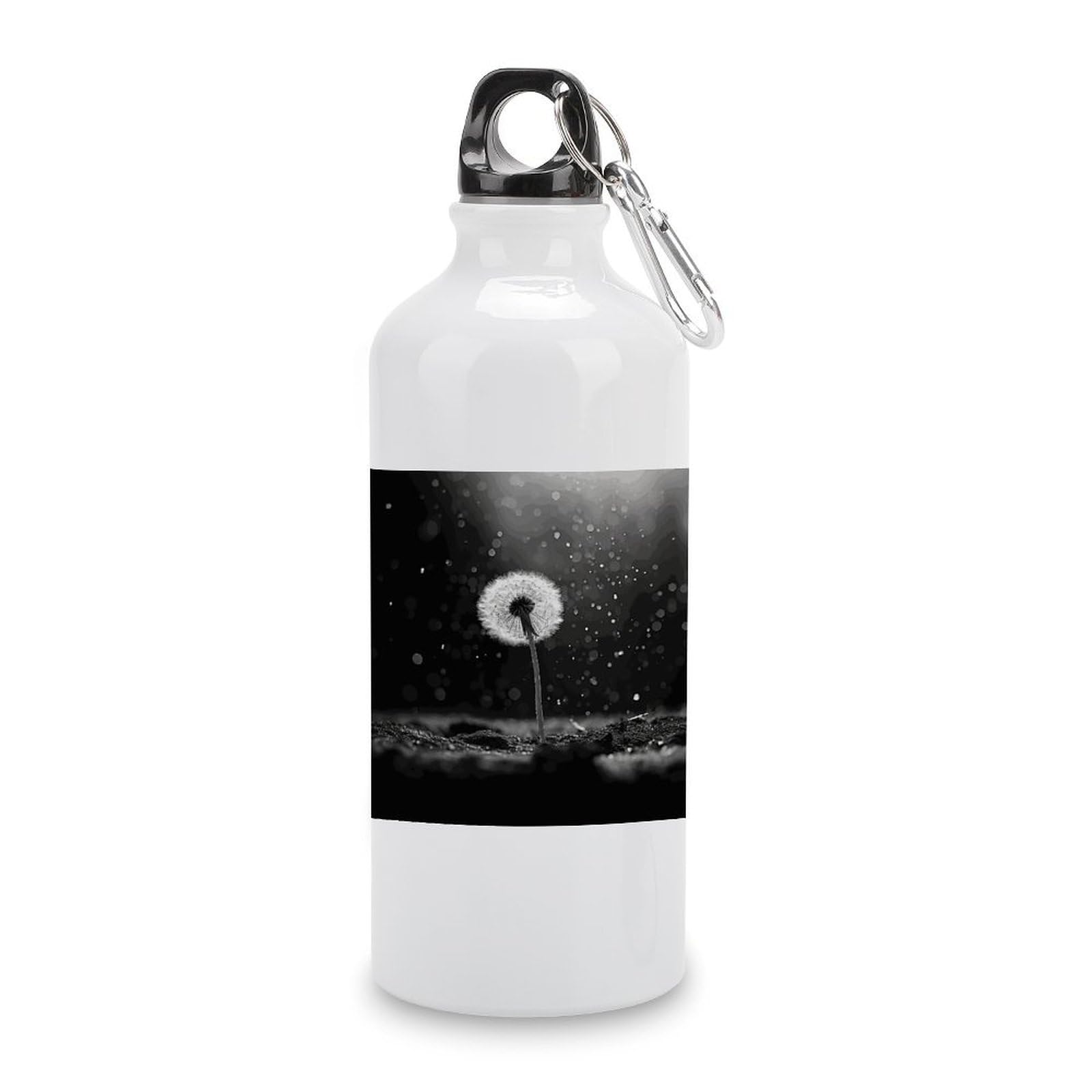 Fekiloot Style Dandelion Black And White Aluminum Water Bottle Travel Tumbler Reusable Lightweight Outdoor Sports Water Bottles For Gym Sports Camping Hiking Fishing600ml