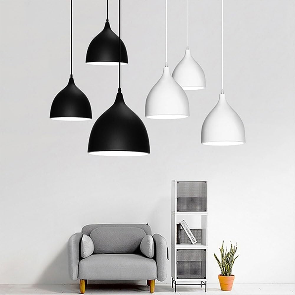 Dari minimalisti nordici con Attacco E27, luci a Sospensione industriali, Paralume in Alluminio, Testa Sina, da a Sospensione Nera Creativa per Isola Cucina, Studio, Soggiorno, Bar