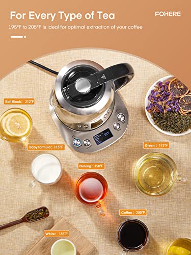 FOHERE Electric Kettle With Temperature Control And Tea Infuser 1.7L Electric Kettle Glass And Stainless Steel Hot Water Kettle, 2 Hours Keep Warm - Image 3